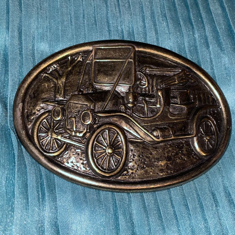 Vintage Antique Avon Americana Heavy‎ Metal Model T Ford Car Belt Buckle